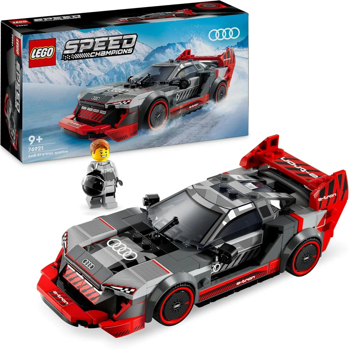 LEGO Speed ​​​​Champions Audi S1 ​​​​e-Tron Quattro Voiture de course jouet véhicule, ensemble de construction pour enfants, idée cadeau pour garçons et filles à partir de 9 ans, jeu indépendant, décoration de chambre 76921