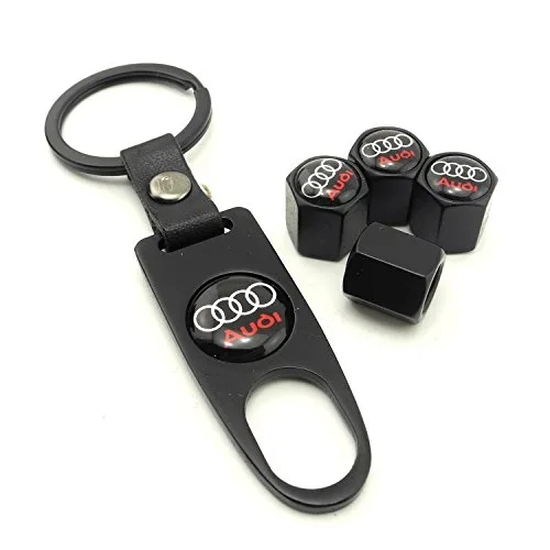 Bouchons De Valve Pneu de Voiture Valve Air Caps Cover + Porte-clés Noir
