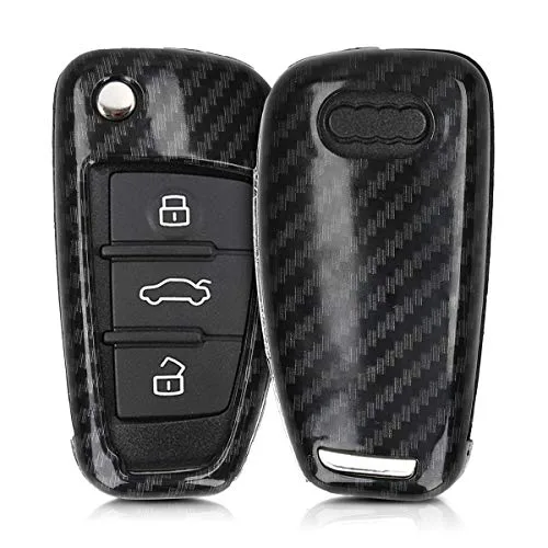 kwmobile Accessoire Clé de Voiture pour Audi – Coque pour clé Audi Pliable 3-Touches en Plastique – Étui de Protection Rigide Noir