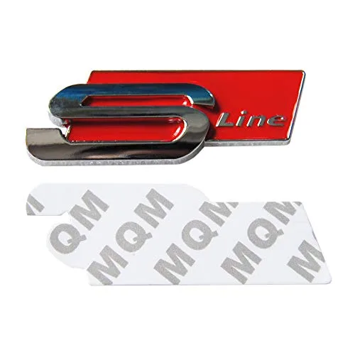 3D Metal Car Sticker Sline S Line Side Fender Rear Trunk Badge Emblem Decal for Audi A1 A3 A4 A6 S3 Q3 Q5 S5 S4 S6 S8 TT RS4 Q7 (Rouge)