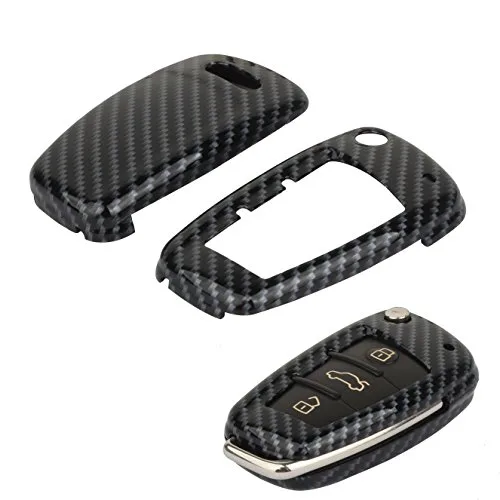 TOMALL Clé shell Télécommande intelligente Porte-clés Fibre de carbone Modèle Pour Audi A3 A4 A6 A8 TT Q7