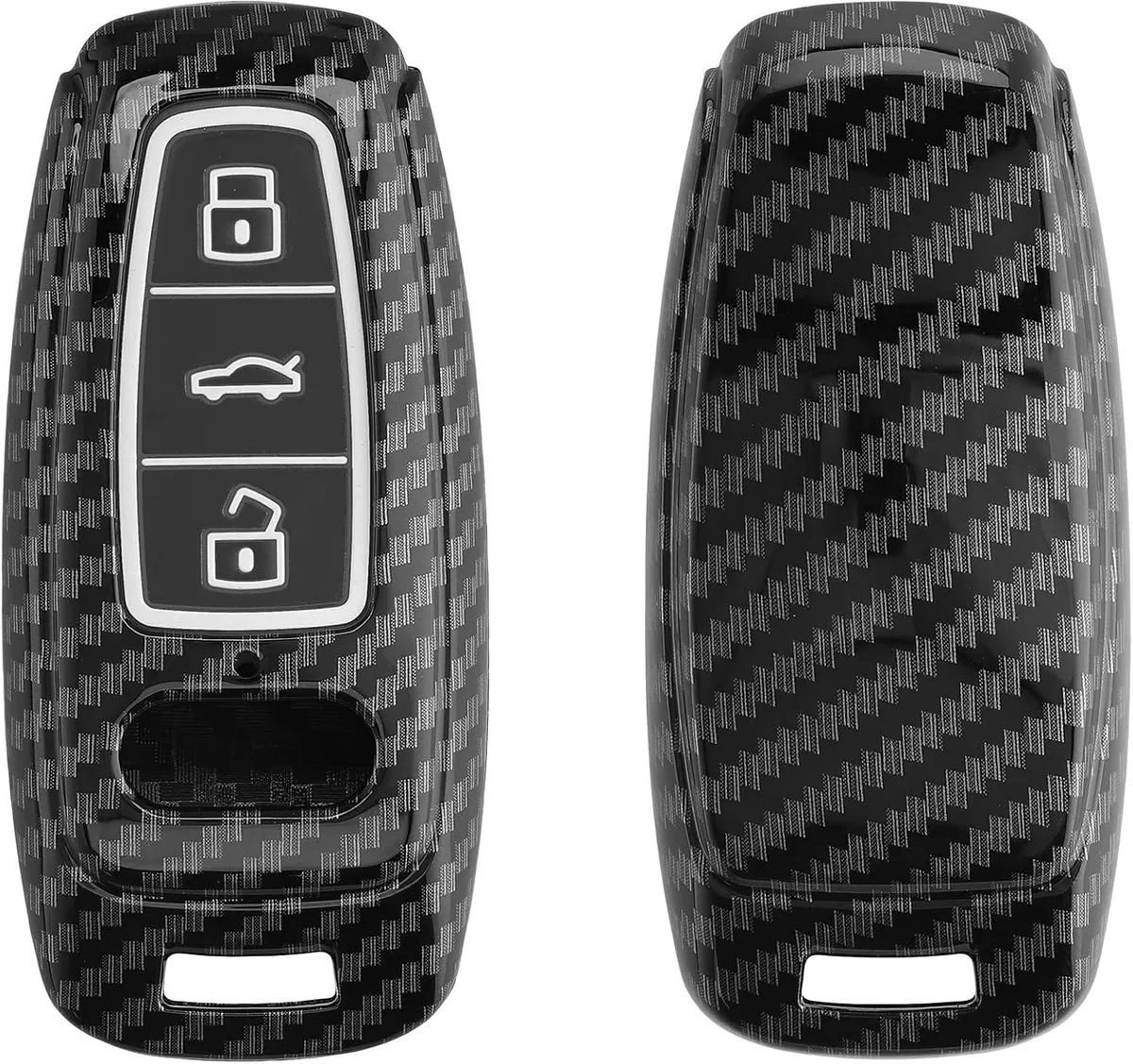 kwmobile Accessoire clé de voiture compatible avec Audi A6 A7 A8 Q7 Q8 Keyless 3 boutons – Coque de protection étui en plastique souple avec intérieur en silicone – Noir