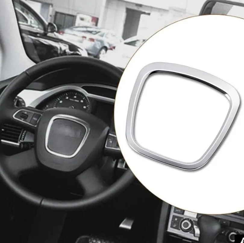 Jennifer Autocollant de volant automatique en alliage d’aluminium, garniture d’emblème de carrosserie compatible avec Audi A3/A4/A5/Q5/Q7