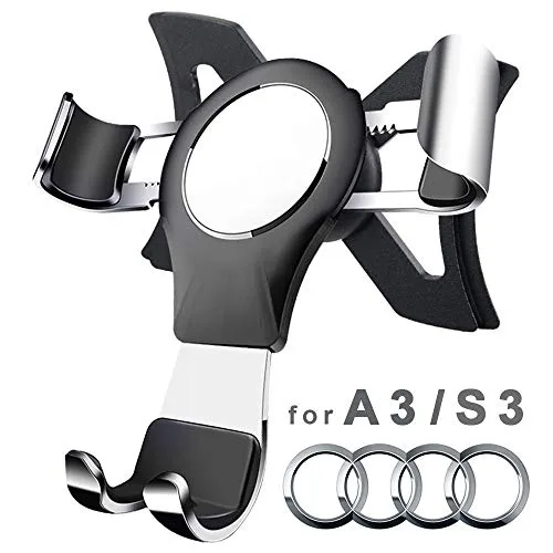 AYADA Support Téléphone Voiture pour Audi A3 8V S3 8V RS3 8V, Porte Telephone Audi A3 Gravity Verrouillage Automatique Aluminium Stable Mains Libres Montage Facile Accessoire Audi A3 2016 2017