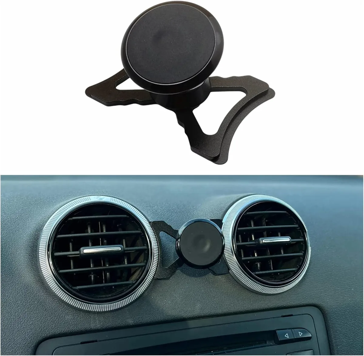 Cookiss Support de téléphone magnétique pour voiture compatible avec Audi A3 8P et Audi S3 8P, adapté aux smartphones et GPS avec support de téléphone de voiture à vision réglable à 360 degrés (noir)