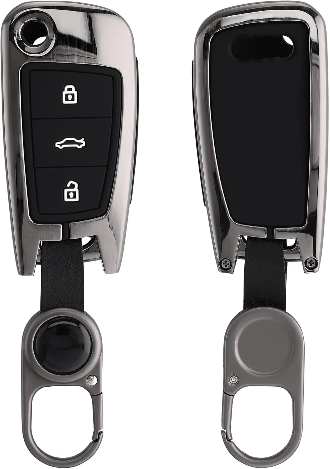 kwmobile Accessoire Clé de Voiture Compatible avec Clé Audi à 3 Boutons – Coque de Protection en Métal Dur Gris Foncé