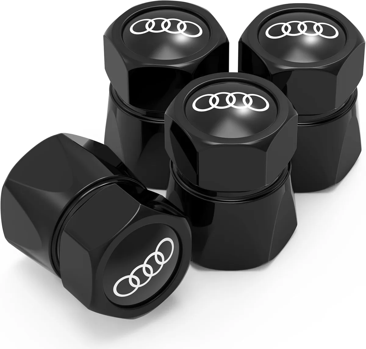 Valve de pneu de voiture 4 pièces pour Audi A1 A3 RS3 A4 A5 A6 A7 RS7 A8 Q3 Q5 Q7 R8 série S, bouchon de valve de voiture résistant à la corrosion, accessoires de voiture, noir