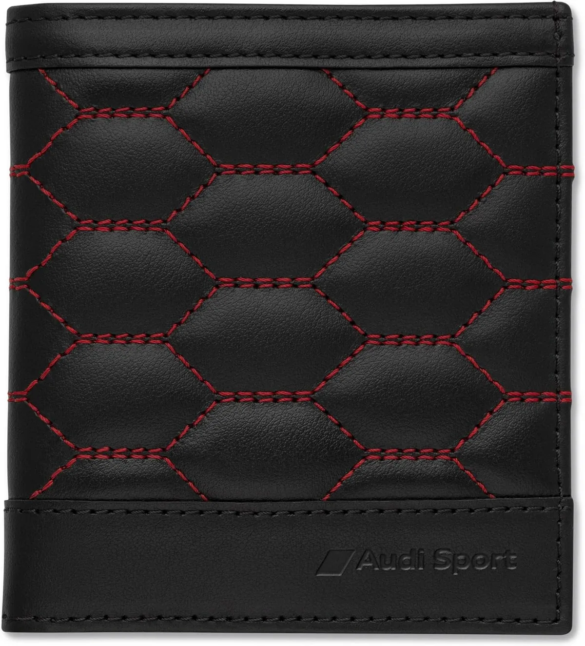 Audi collection 3152201300, Mini Portefeuille Homme en Cuir avec Protection RFID Noir/Rouge Unisexe, Taille Unique