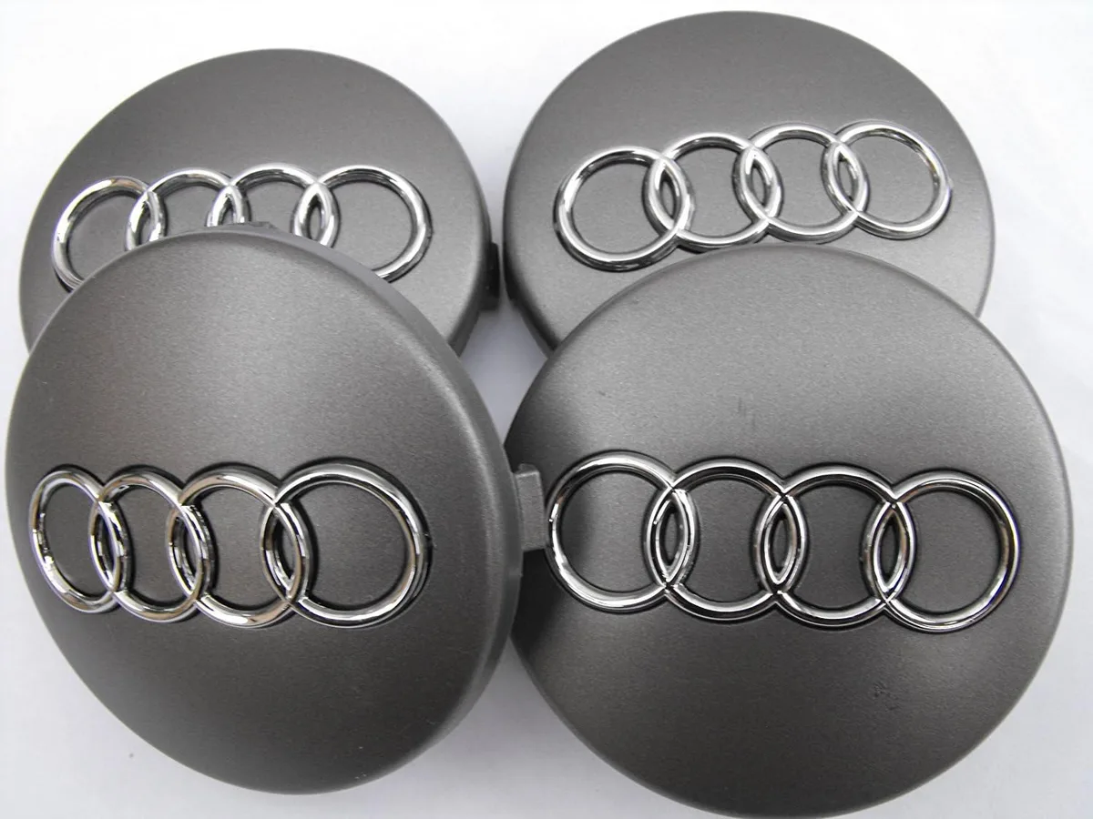 4 nouveaux * * * * * * * * enjoliveurs de roue en alliage Audi argentés de 60 mm, insignes d’emblème