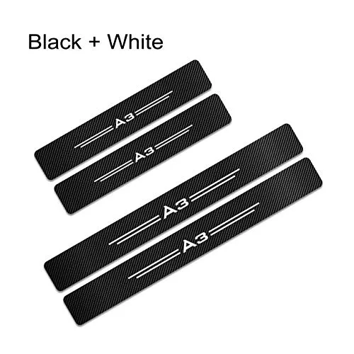 TAABOBO 4 PCS Fiber De Carbone Protecteur Vinyle De Voiture Scuff Plate Porte Sill Garde Autocollants De Voiture   Porte Seuil Accessoires, pour Audi A3 8P 8 V 8L