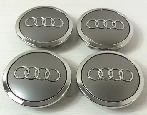 Lot de 4 caches central gris Audi jantes en alliage de 69 mm pour 4B0601170A S3 S4 A2 A3 A4 A6 A8 TT RS4 Q5 Q7 S3 S4 A6 S6 RS6 TT et autres modèles