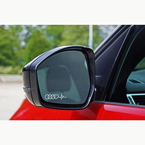 Autodomy Autocollants Compatible avec Audi Cerceaux Coeur Cardio Pack de 6 unités en Vinyle Acide pour rétroviseurs de Voiture